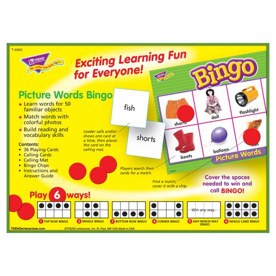 TREND Picture Words Bingo Game